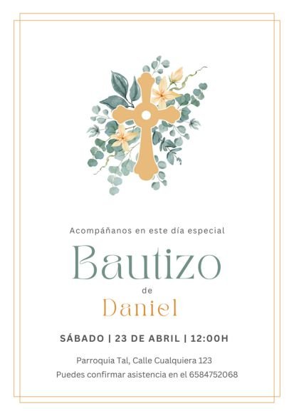 Tarjeta de Bautizo Gratis en Español